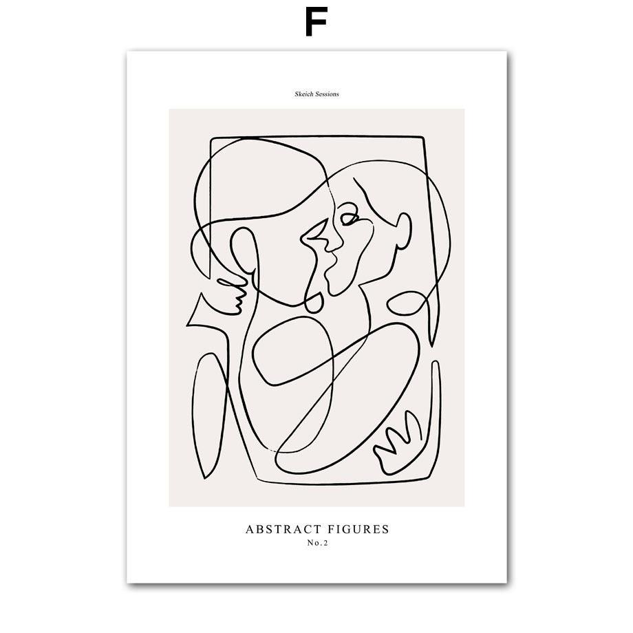 Abstract Line Art Canvas Painting - Modern Minimalist Wall Art for Home Decor - Pacisia