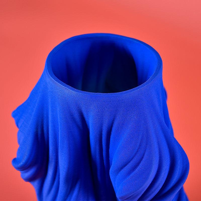 Abstract Minimalist Geometric Blue Ceramic Vase Living Room Floral Ornaments - Pacisia