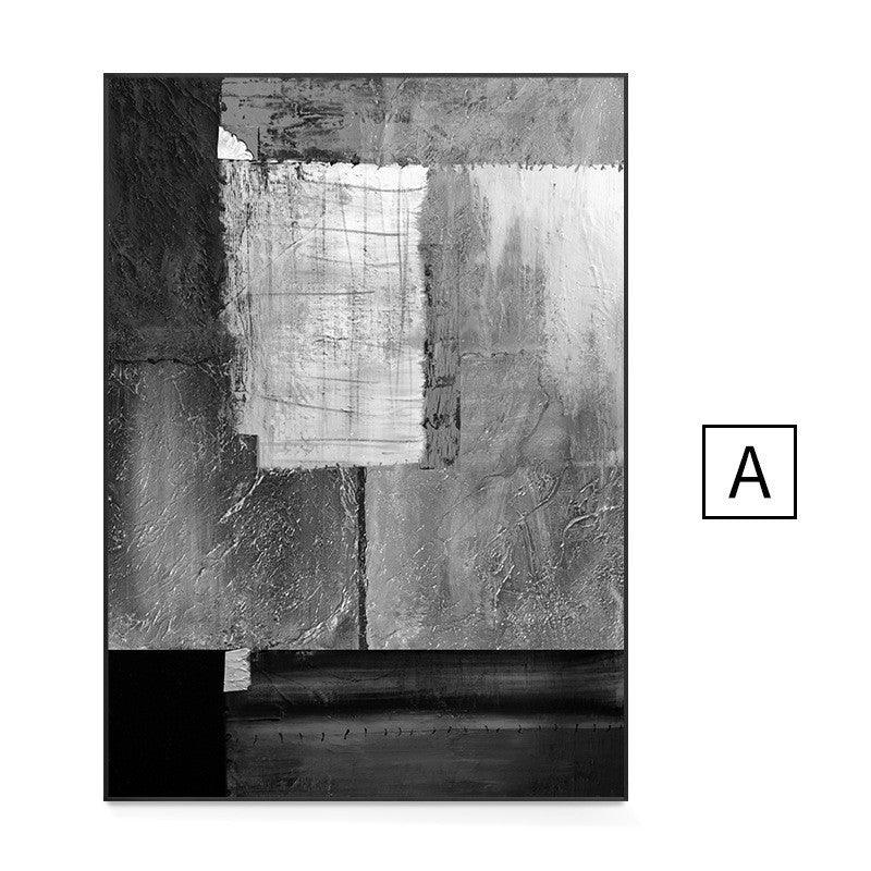 Abstract Modern Geometric Canvas Wall Art - Minimalist Black and White Poster - Pacisia