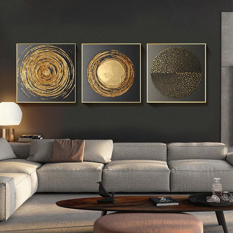 Abstract Shape Canvas Painting - Modern Gold Geometric Wall Art Decor - Pacisia