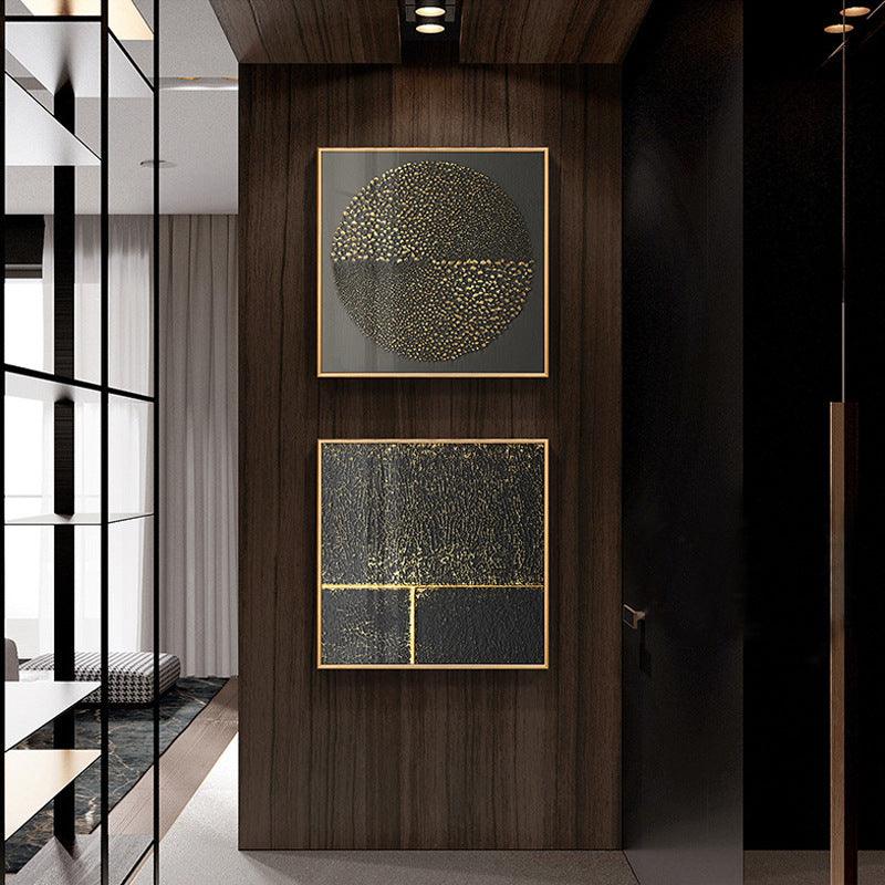 Abstract Shape Canvas Painting - Modern Gold Geometric Wall Art Decor - Pacisia