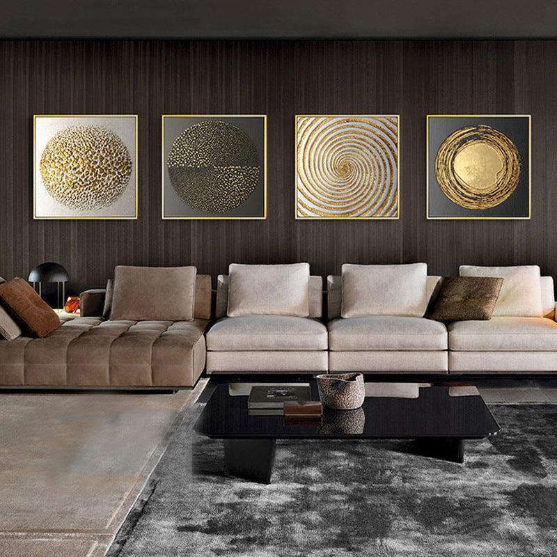 Abstract Shape Canvas Painting - Modern Gold Geometric Wall Art Decor - Pacisia