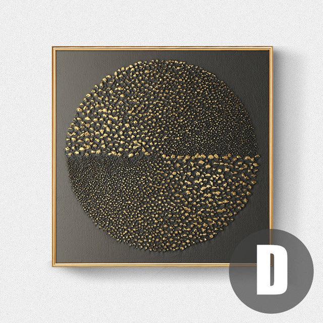 Abstract Shape Canvas Painting - Modern Gold Geometric Wall Art Decor - Pacisia
