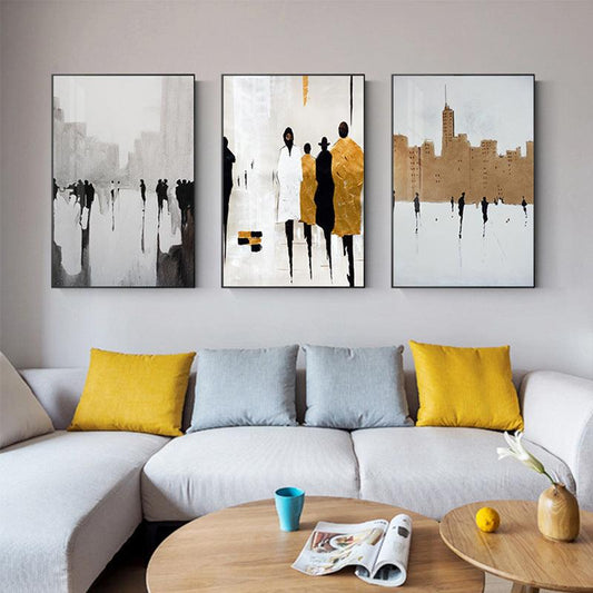 Abstract Street Scene Canvas Wall Art - Modern Decorative Painting for Living Room - Pacisia