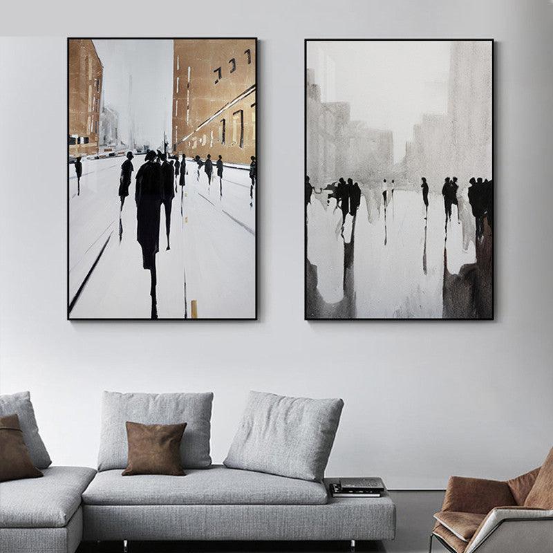 Abstract Street Scene Canvas Wall Art - Modern Decorative Painting for Living Room - Pacisia
