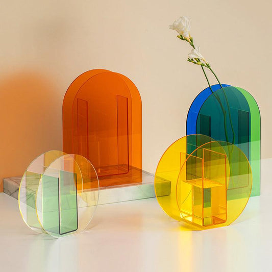 Acrylic Color Double-piece Geometric Shape Vase - Pacisia