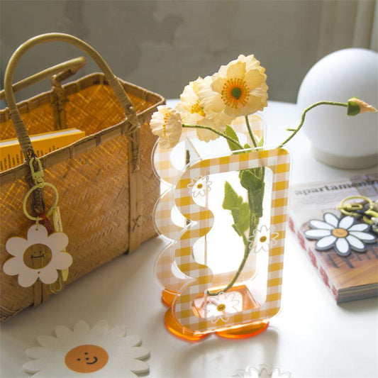 Acrylic Plaid Daisy Sun Flower Vase - Pacisia