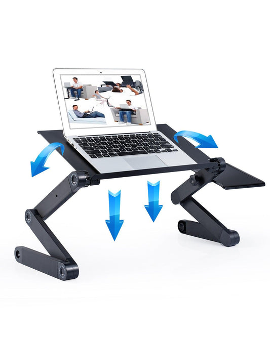 Adjustable Laptop Stand, RAINBEAN Laptop Desk with 2 CPU Cooling USB Fans for Bed Aluminum Lap Workstation Desk with Mouse Pad, Foldable Cook Book Stand Notebook Holder Sofa,Amazon Banned - Pacisia