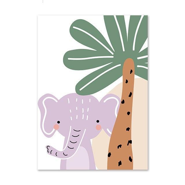 Adorable Safari Animal Canvas Art Set - Modern Wall Decor for Kids Room and Nursery - Pacisia