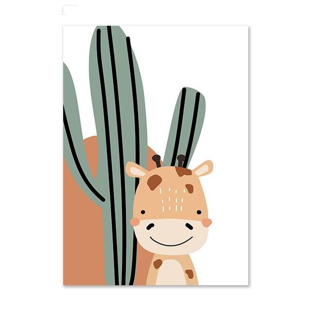 Adorable Safari Animal Canvas Art Set - Modern Wall Decor for Kids Room and Nursery - Pacisia