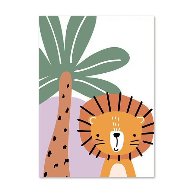 Adorable Safari Animal Canvas Art Set - Modern Wall Decor for Kids Room and Nursery - Pacisia