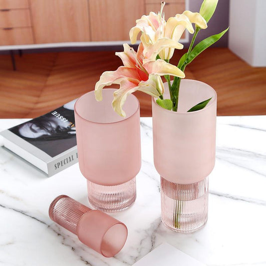 American creative Nordic minimalist glass vase frosted flower arrangement water dried flower flower living room dining table decoration - Pacisia