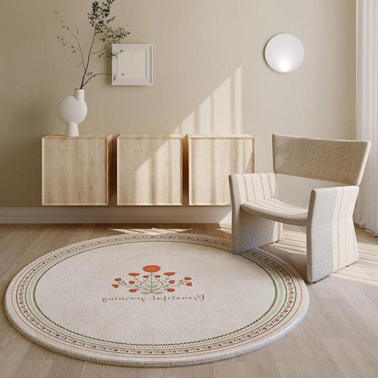 American Pastoral Living Room Round Carpet With Cat Feeling - Pacisia