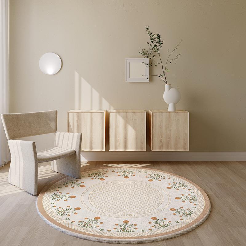 American Pastoral Living Room Round Carpet With Cat Feeling - Pacisia