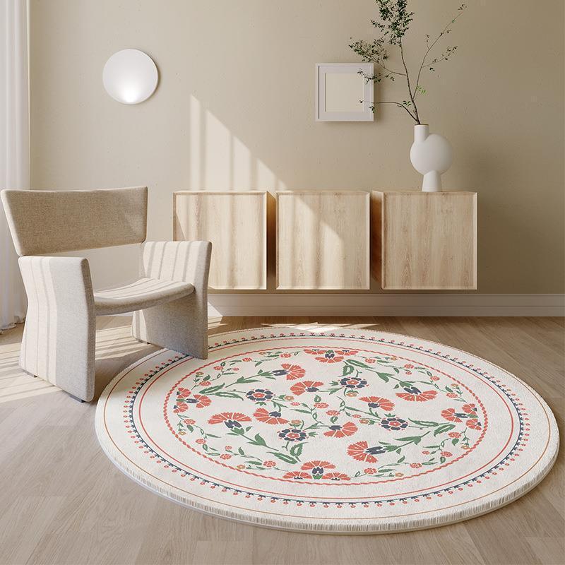 American Pastoral Living Room Round Carpet With Cat Feeling - Pacisia