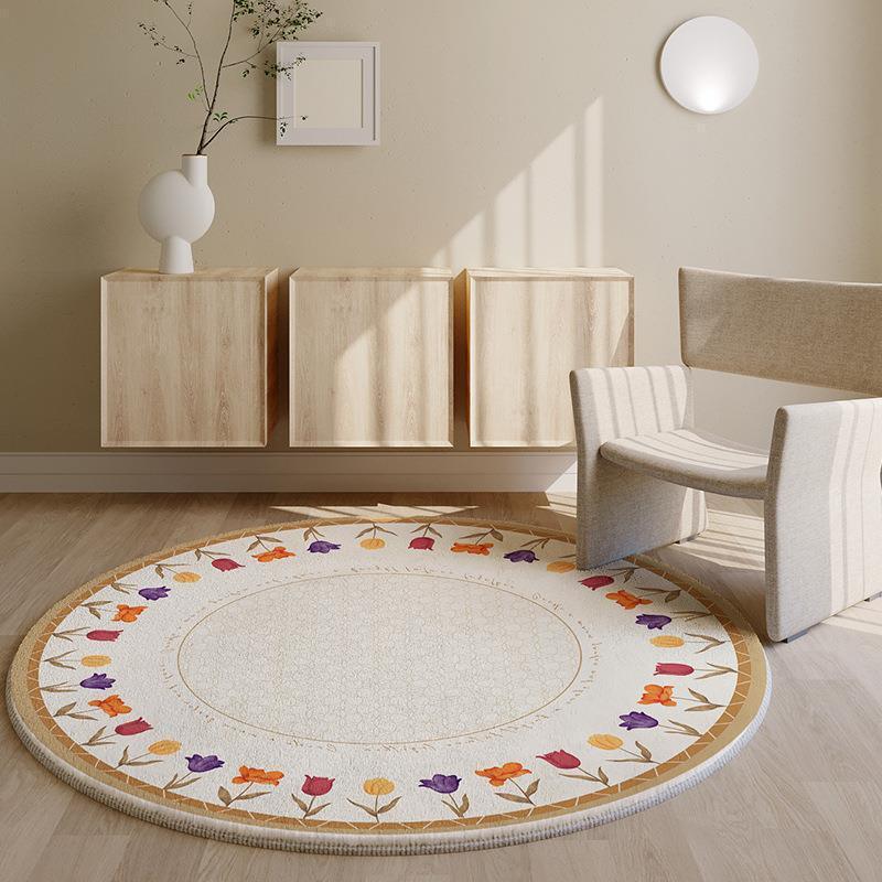 American Pastoral Living Room Round Carpet With Cat Feeling - Pacisia
