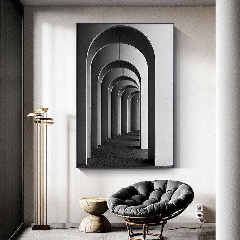 Art Pavilion Living Room Decoration Canvas Painting - Modern Black and White Wall Art - Pacisia