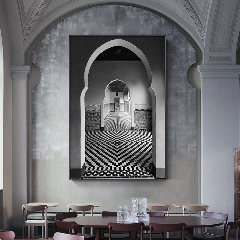 Art Pavilion Living Room Decoration Canvas Painting - Modern Black and White Wall Art - Pacisia