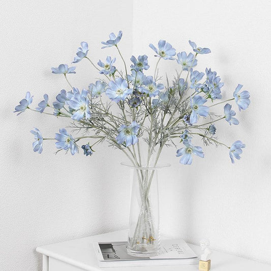 Artificial Flower Cosmos Gray Blue Dining Table Living Room Home Decoration Flower - Pacisia