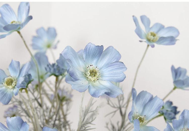 Artificial Flower Cosmos Gray Blue Dining Table Living Room Home Decoration Flower - Pacisia