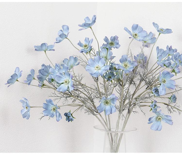 Artificial Flower Cosmos Gray Blue Dining Table Living Room Home Decoration Flower - Pacisia