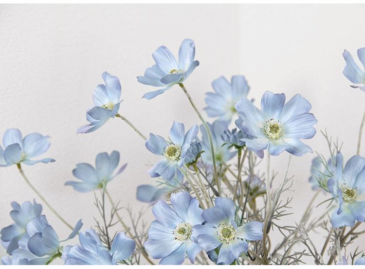 Artificial Flower Cosmos Gray Blue Dining Table Living Room Home Decoration Flower - Pacisia