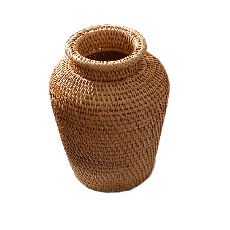 Autumn Rattan Desktop Storage Vase Shooting Props Flower Basket - Pacisia