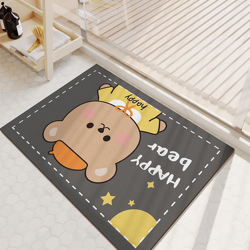 Cartoon Bathroom Diatom Mud Absorbent Cushion Toilet Door Mat Toilet Door Quick-drying Floor Mat - Pacisia