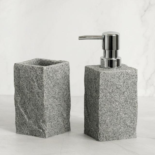 Bathroom Accessories Set Imitati Granite Resin Iiquid Soap D - Pacisia