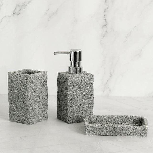 Bathroom Accessories Set Imitati Granite Resin Iiquid Soap D - Pacisia