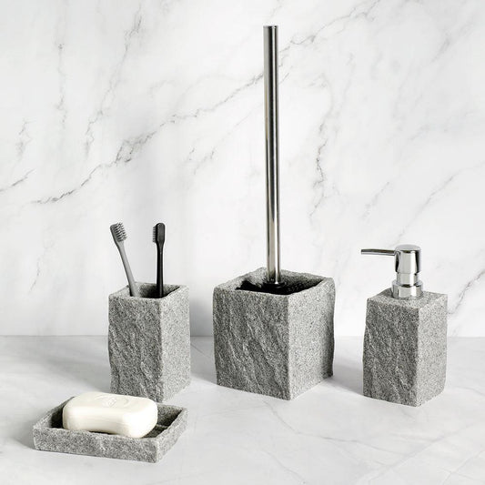 Bathroom Accessories Set Imitati Granite Resin Iiquid Soap D - Pacisia