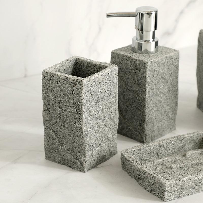 Bathroom Accessories Set Imitati Granite Resin Iiquid Soap D - Pacisia