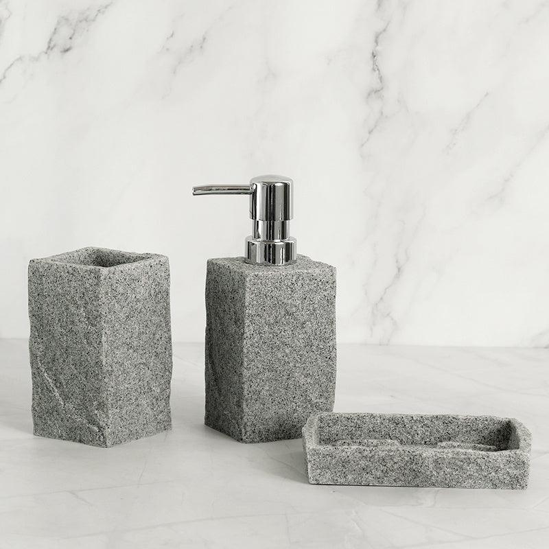 Bathroom Accessories Set Imitati Granite Resin Iiquid Soap D - Pacisia