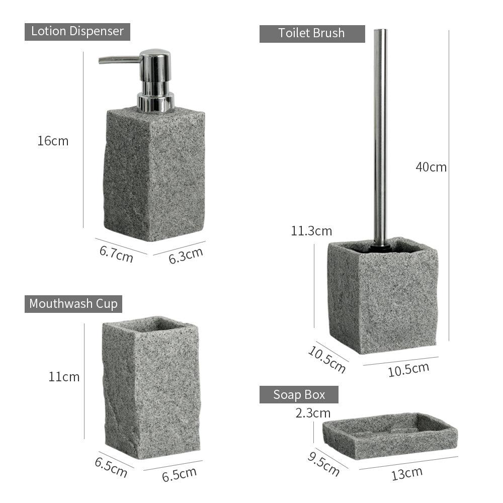 Bathroom Accessories Set Imitati Granite Resin Iiquid Soap D - Pacisia