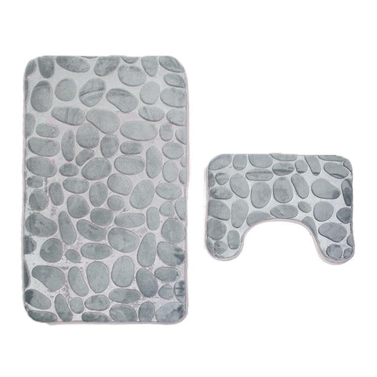 Bathroom Anti-slip Mat European And American Pebble Stone Carpet Toilet Floor Mat Set Bathroom - Pacisia