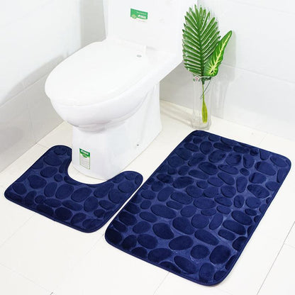 Bathroom Anti-slip Mat European And American Pebble Stone Carpet Toilet Floor Mat Set Bathroom - Pacisia