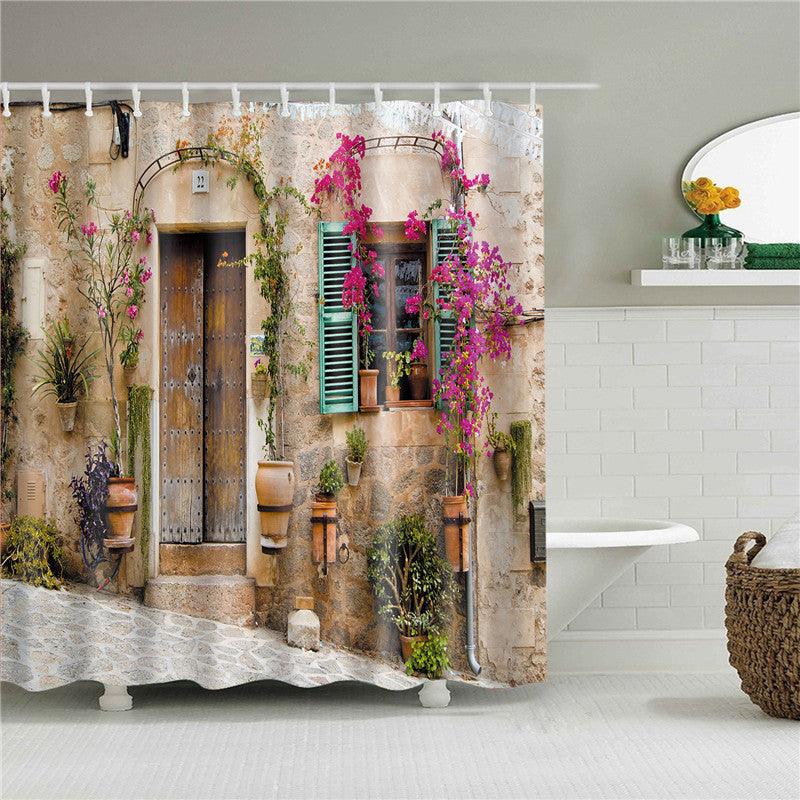 Garden Flowers Scenery Shower Curtains Bath Curtain Waterproof Bathroom Home Decor Washable Fabric Bathroom Screens - Pacisia