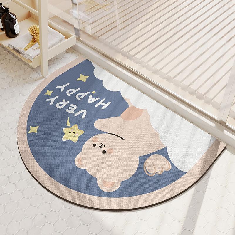 Cartoon Bathroom Diatom Mud Absorbent Cushion Toilet Door Mat Toilet Door Quick-drying Floor Mat - Pacisia