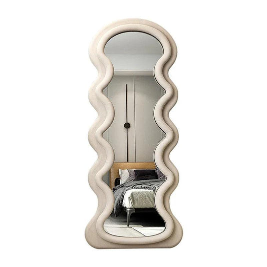 Bedroom Child Mirror Pink Irregular Large Floor Mirror Wavy Aesthetic Espejos Grandes De Cuerpo Entero Home Decorating Items - Pacisia
