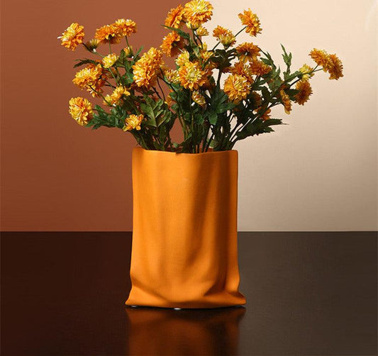 Behanmei Morandi Folded Vase Decoration Ceramic Flower Arrangement Living Room Tv Cabinet Entrance Table Decoration - Pacisia