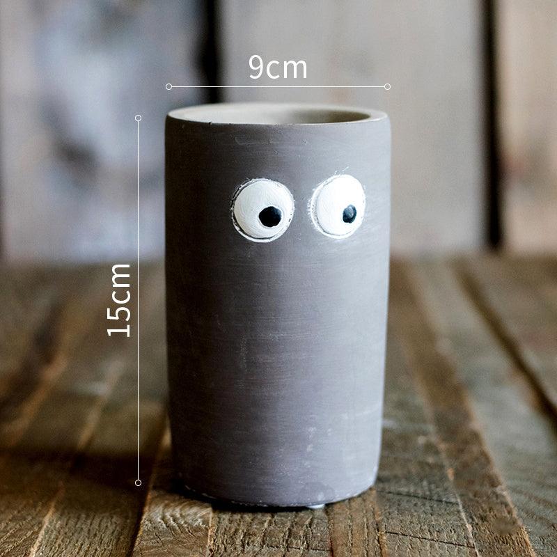 Big Eyes Cute Small Flower Pot Flower Vase Table Top - Pacisia