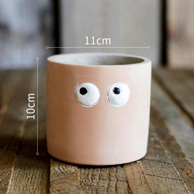 Big Eyes Cute Small Flower Pot Flower Vase Table Top - Pacisia