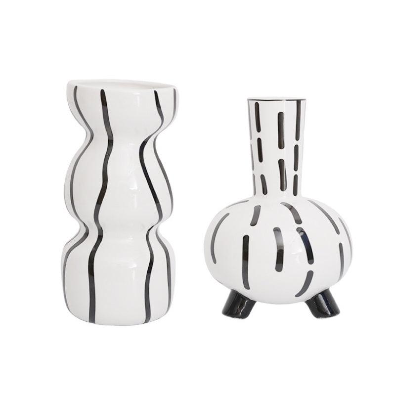 Black And White Line Geometric Home Living Room Decoration Vase - Pacisia