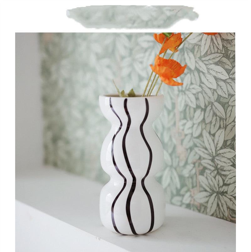 Black And White Line Geometric Home Living Room Decoration Vase - Pacisia