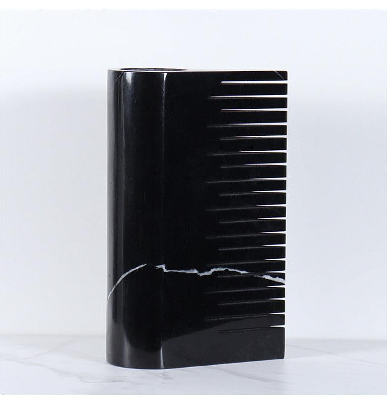 Black And White Marble Flat Vase - Pacisia