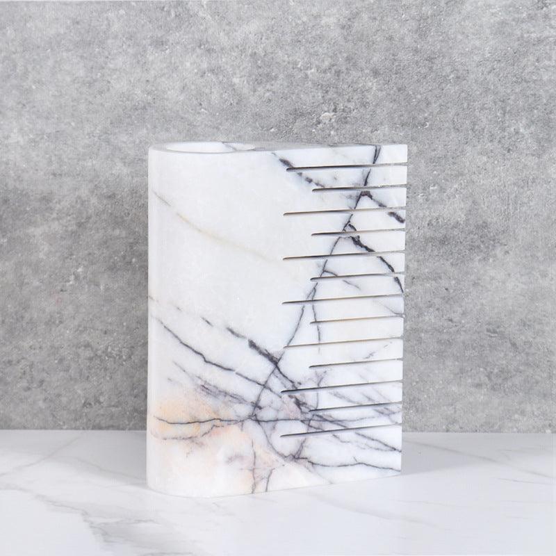 Black And White Marble Flat Vase - Pacisia