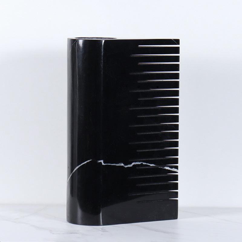Black And White Marble Flat Vase - Pacisia