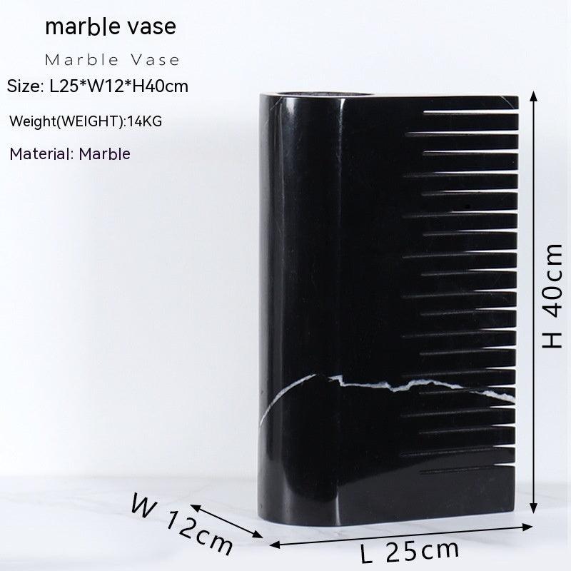 Black And White Marble Flat Vase - Pacisia