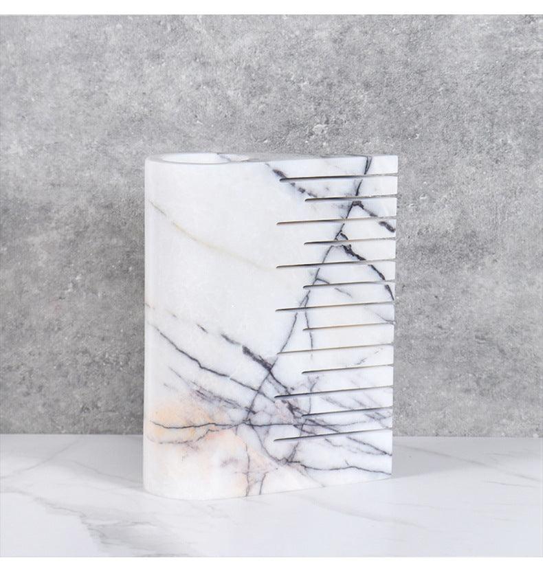 Black And White Marble Flat Vase - Pacisia