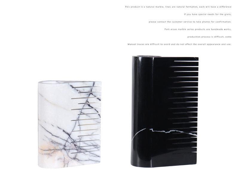 Black And White Marble Flat Vase - Pacisia
